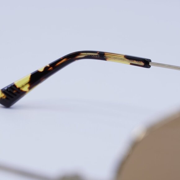 🕶️ New Bottega Veneta BV1302S 002 Sunglasses - Gold Frame, Brown Lenses - Picture 6 of 10